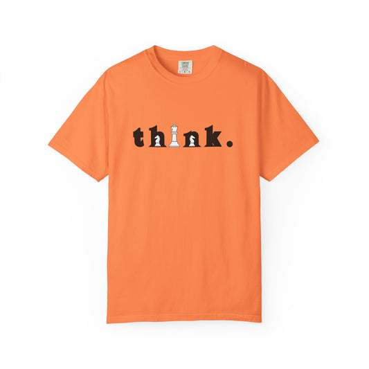 Think Chess T-Shirt — Minimalist 'think.' Graphic Tee with Chess Pieces