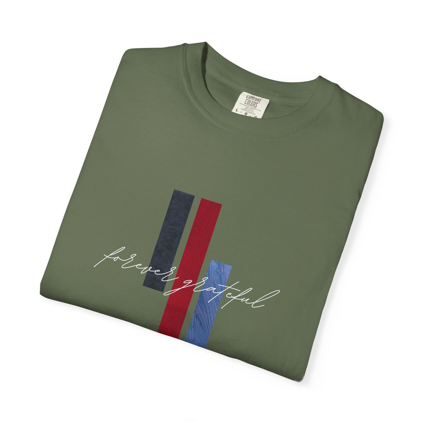 Grateful Stripes T-Shirt — Minimal Script Graphic Tee