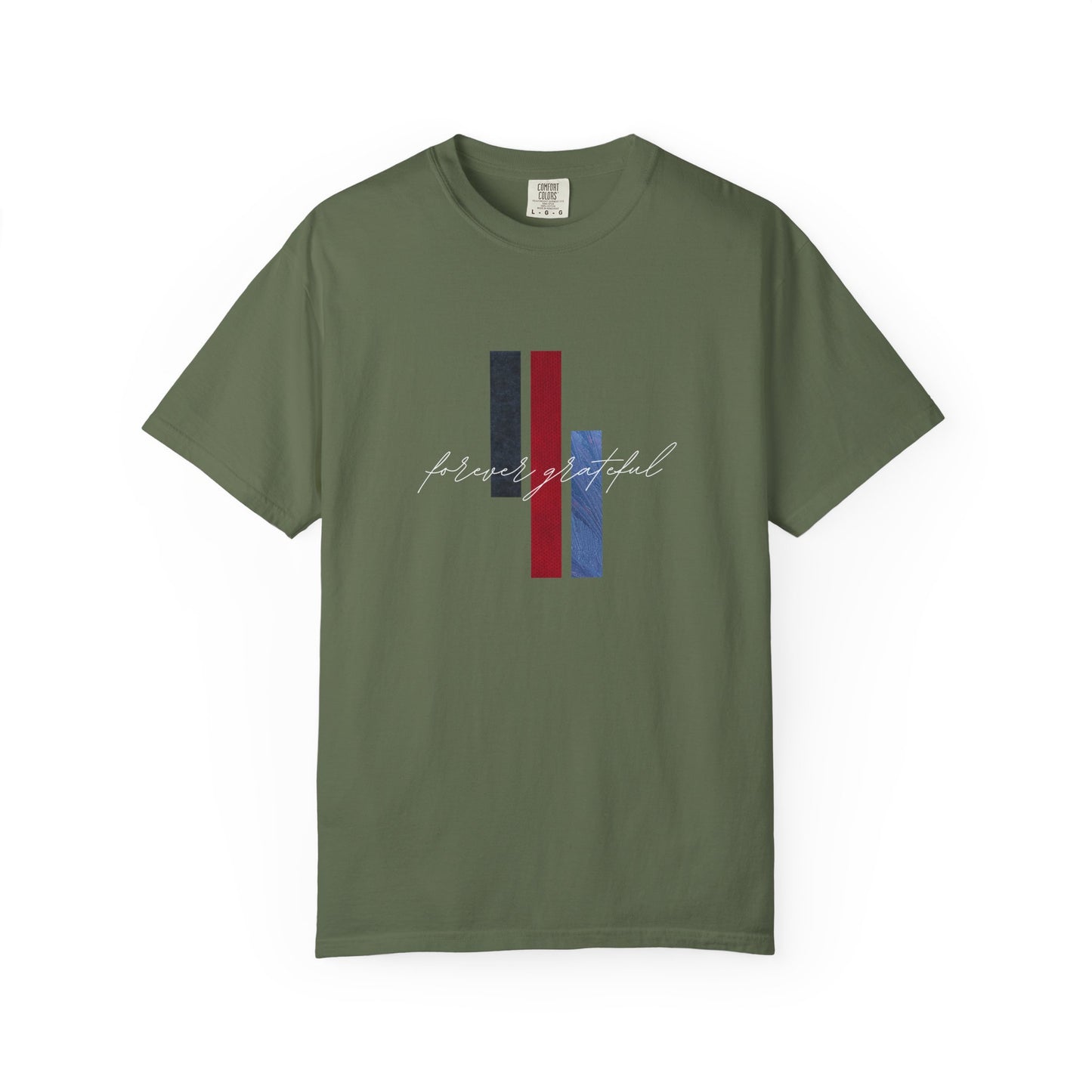 Grateful Stripes T-Shirt — Minimal Script Graphic Tee