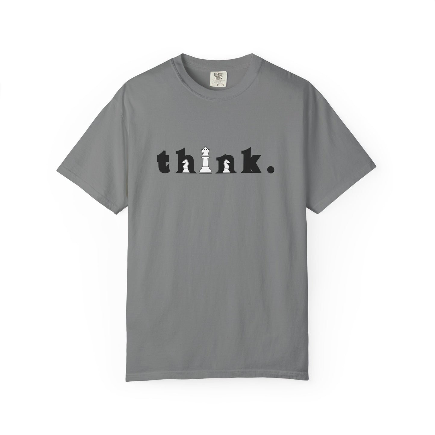 Think Chess T-Shirt — Minimalist 'think.' Graphic Tee with Chess Pieces