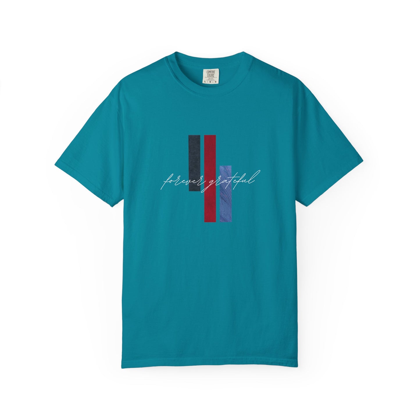 Grateful Stripes T-Shirt — Minimal Script Graphic Tee
