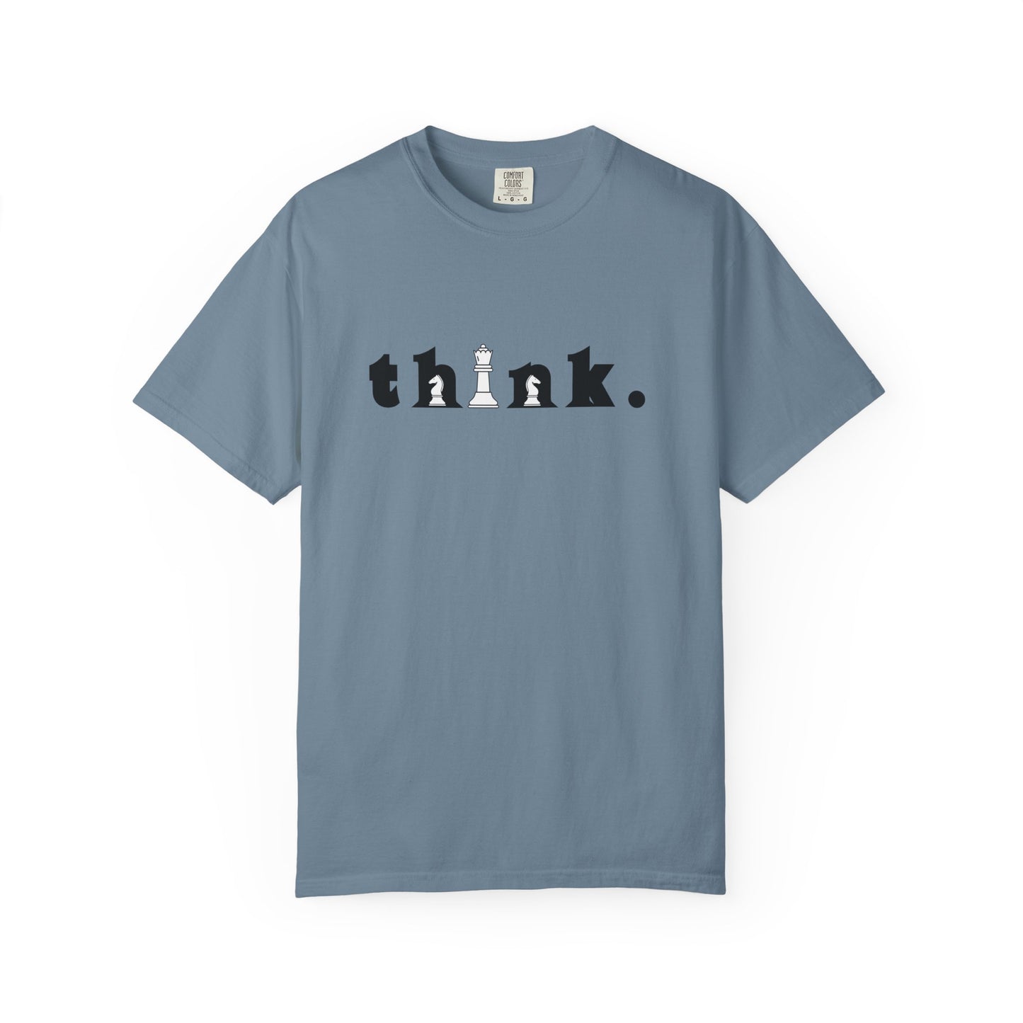 Think Chess T-Shirt — Minimalist 'think.' Graphic Tee with Chess Pieces