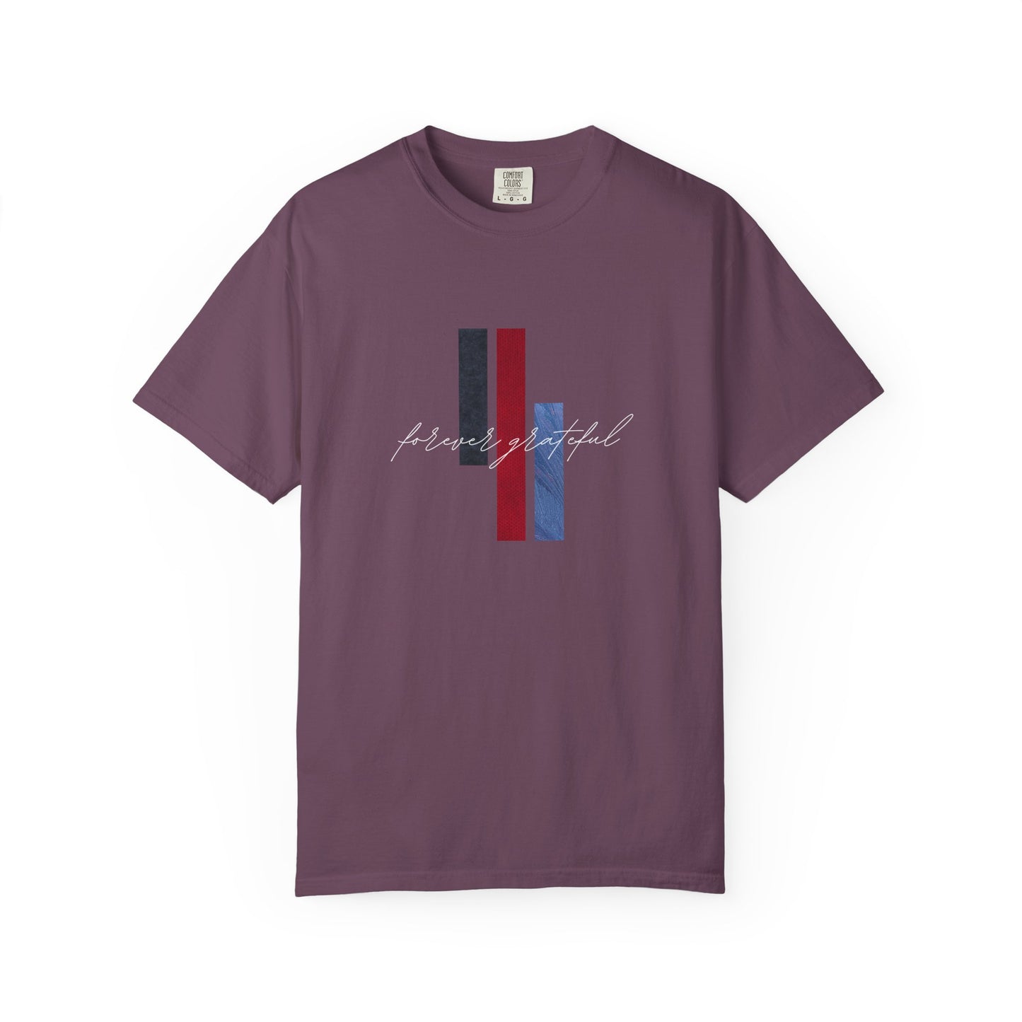 Grateful Stripes T-Shirt — Minimal Script Graphic Tee