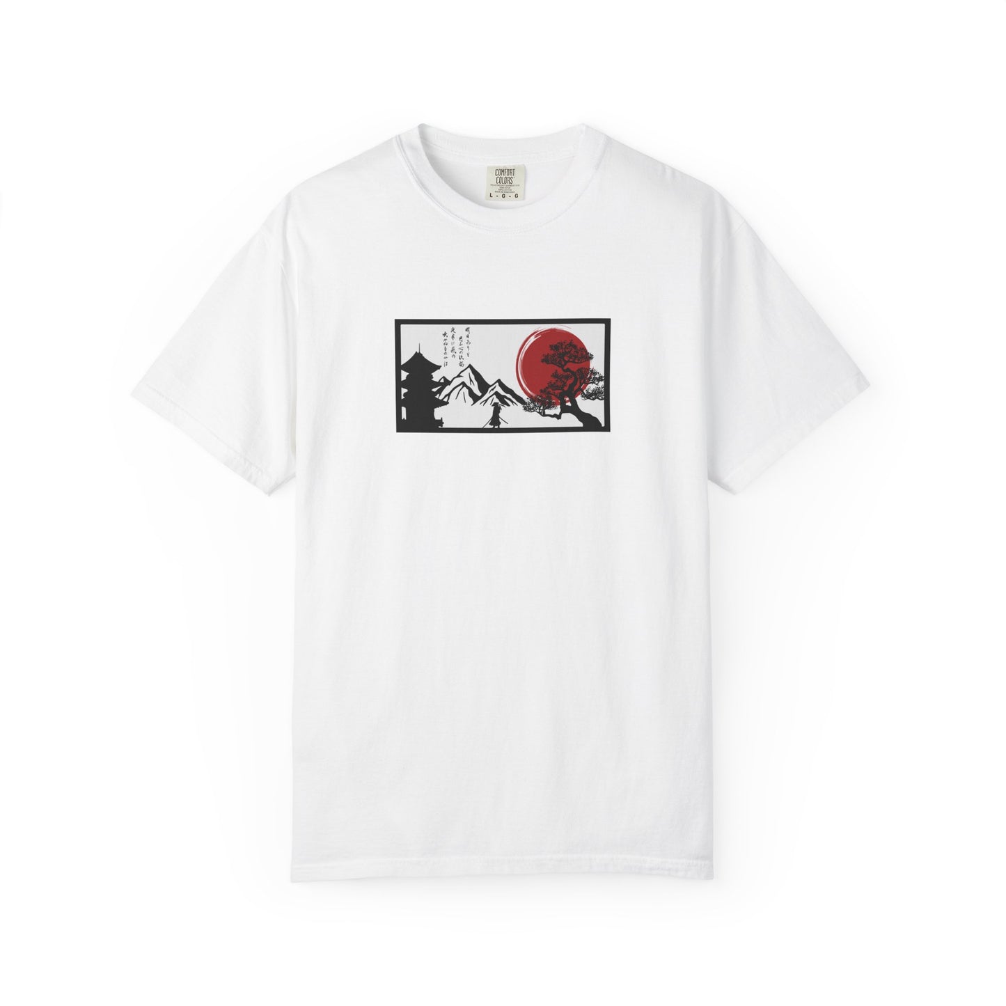 Japanese Sunset Mountain T-Shirt — Rising Sun & Pagoda Graphic