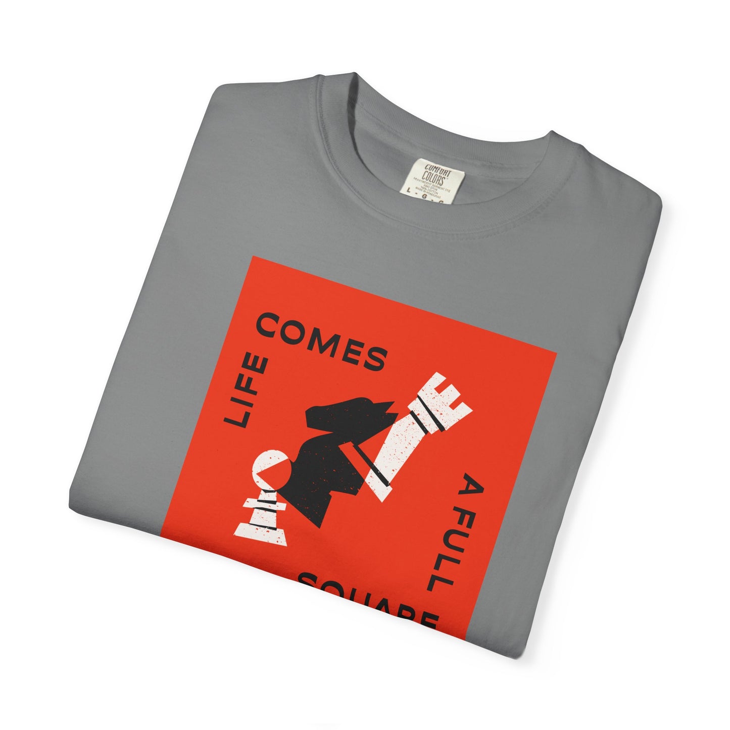 Life Comes A Full Square T‑Shirt — Graphic Retro Red Square Design