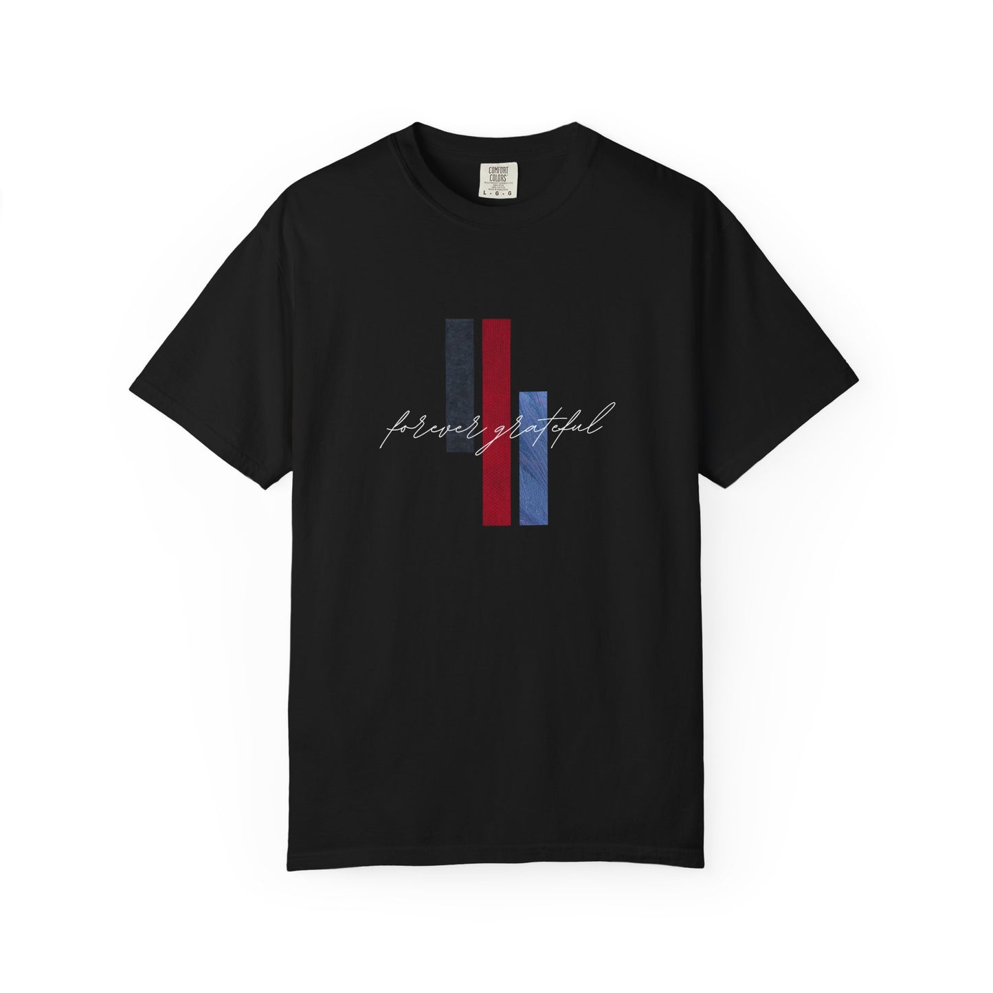 Grateful Stripes T-Shirt — Minimal Script Graphic Tee
