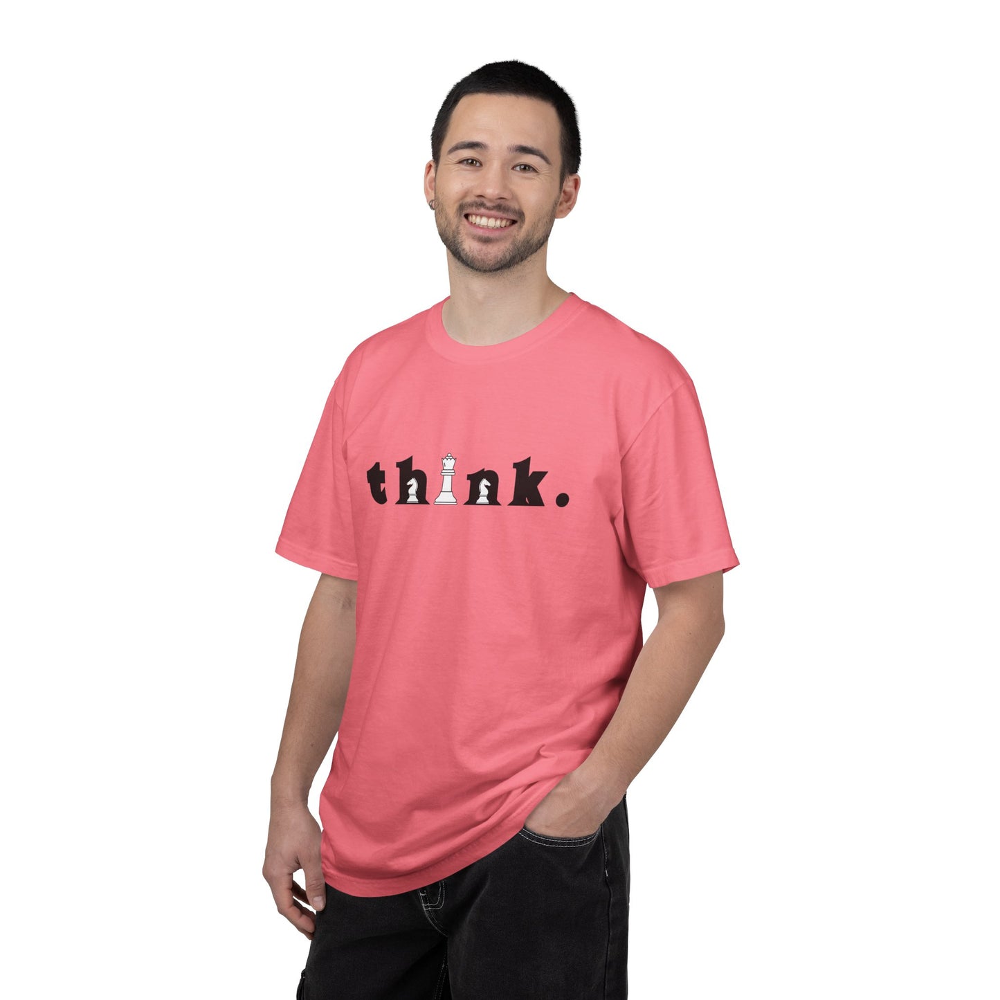Think Chess T-Shirt — Minimalist 'think.' Graphic Tee with Chess Pieces