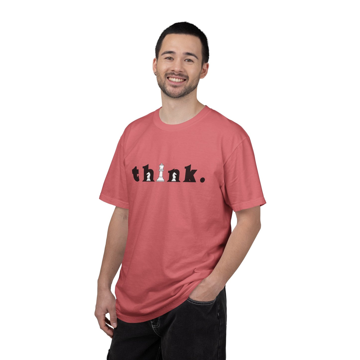 Think Chess T-Shirt — Minimalist 'think.' Graphic Tee with Chess Pieces
