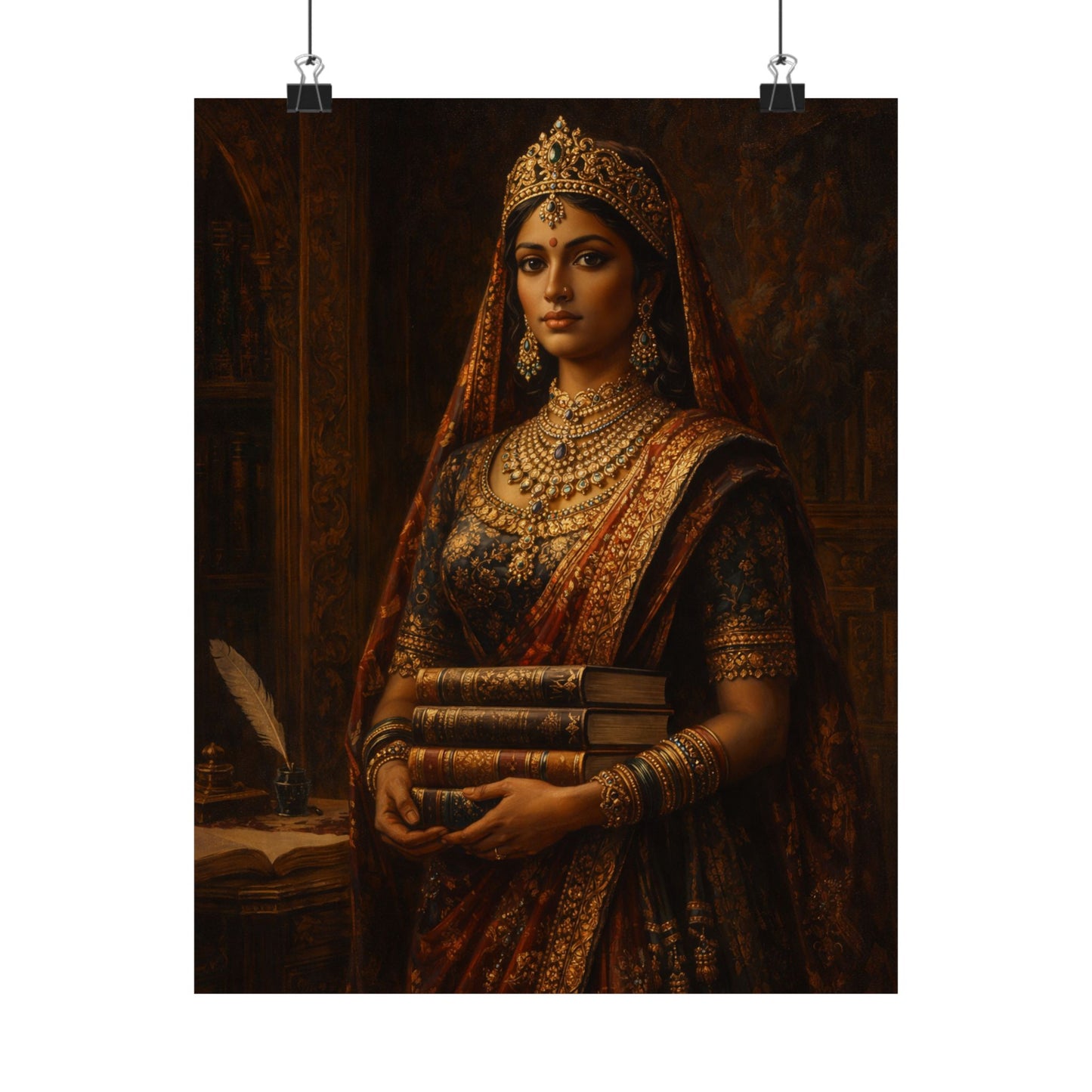 Regal Indian Princess Satin Poster — Vintage Royal Portrait Wall Art (300gsm)