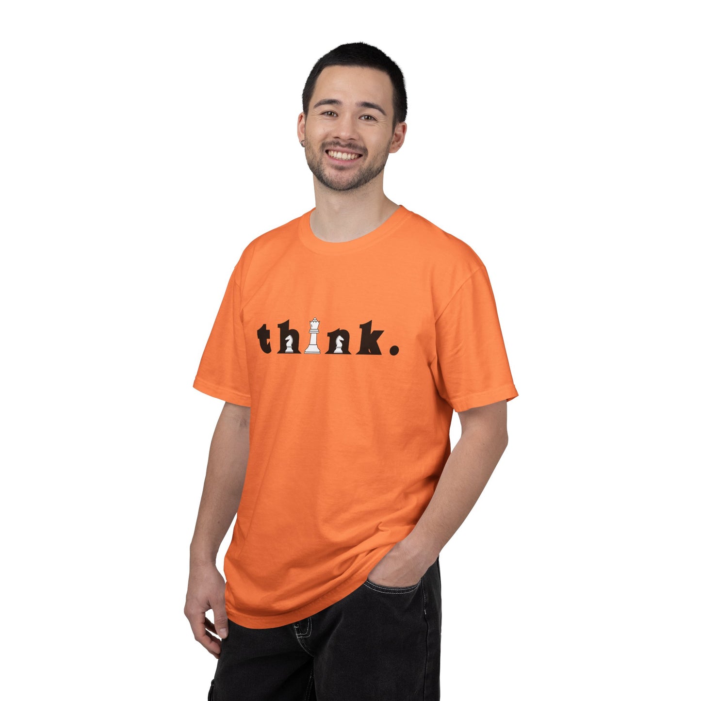 Think Chess T-Shirt — Minimalist 'think.' Graphic Tee with Chess Pieces