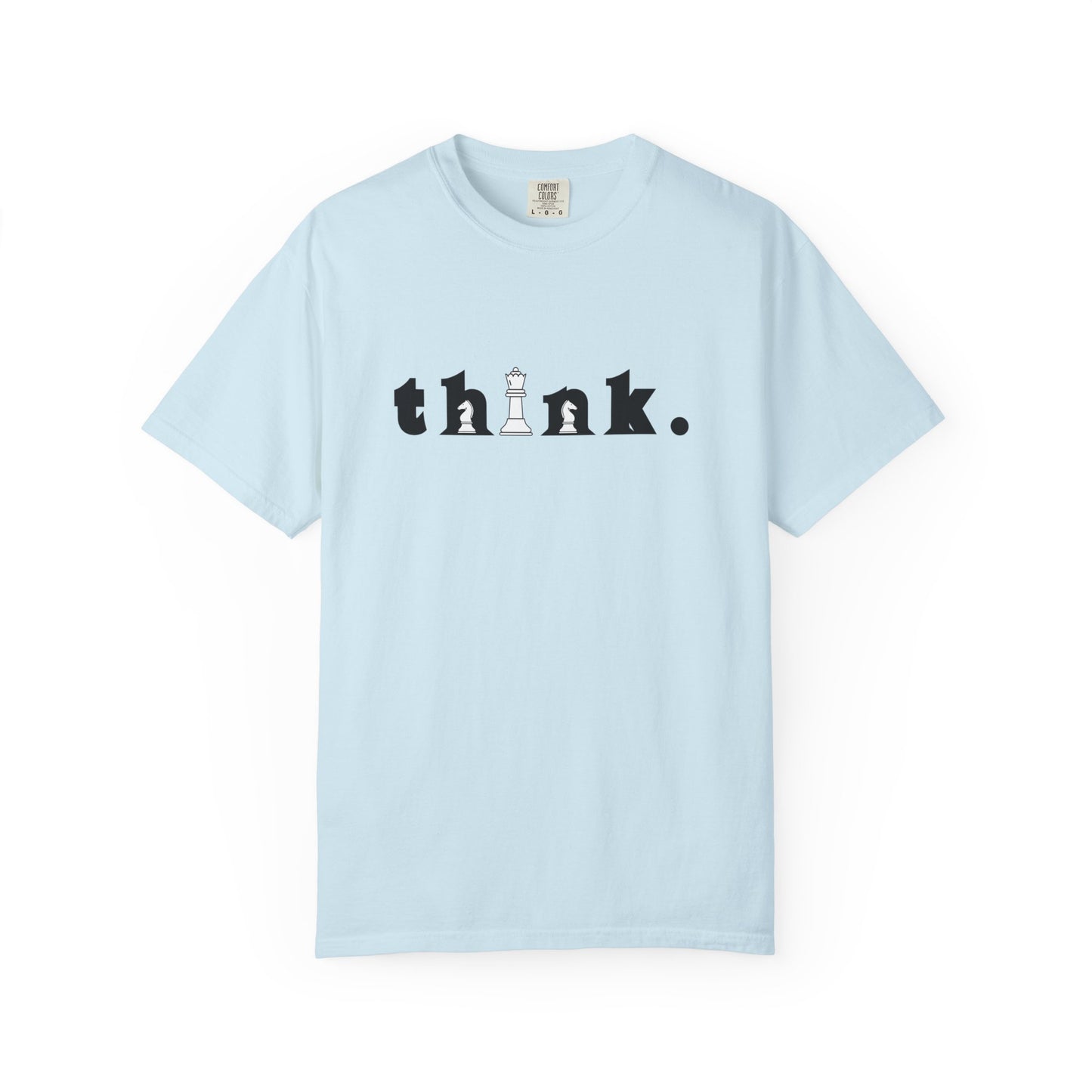 Think Chess T-Shirt — Minimalist 'think.' Graphic Tee with Chess Pieces