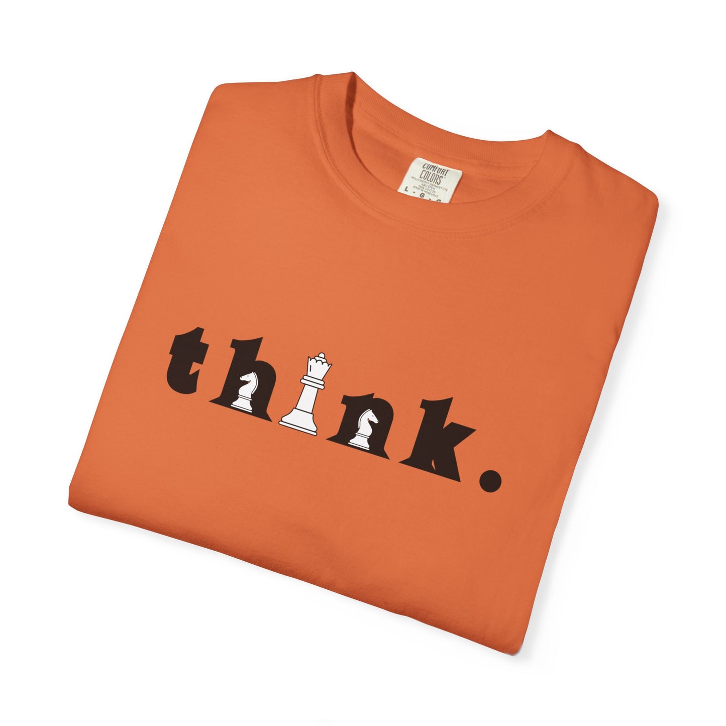Think Chess T-Shirt — Minimalist 'think.' Graphic Tee with Chess Pieces
