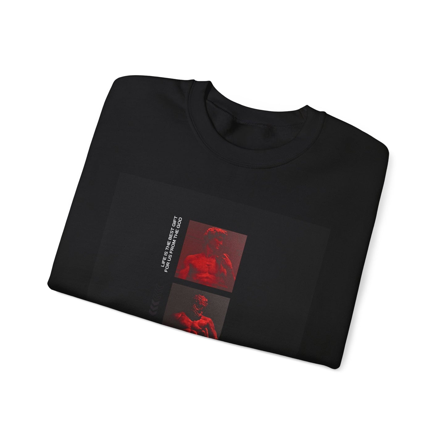 Crewneck Sweatshirt — 'Evolution' Red Photo Strip Graphic
