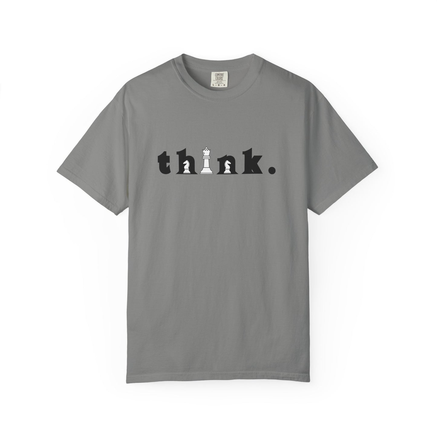 Think Chess T-Shirt — Minimalist 'think.' Graphic Tee with Chess Pieces