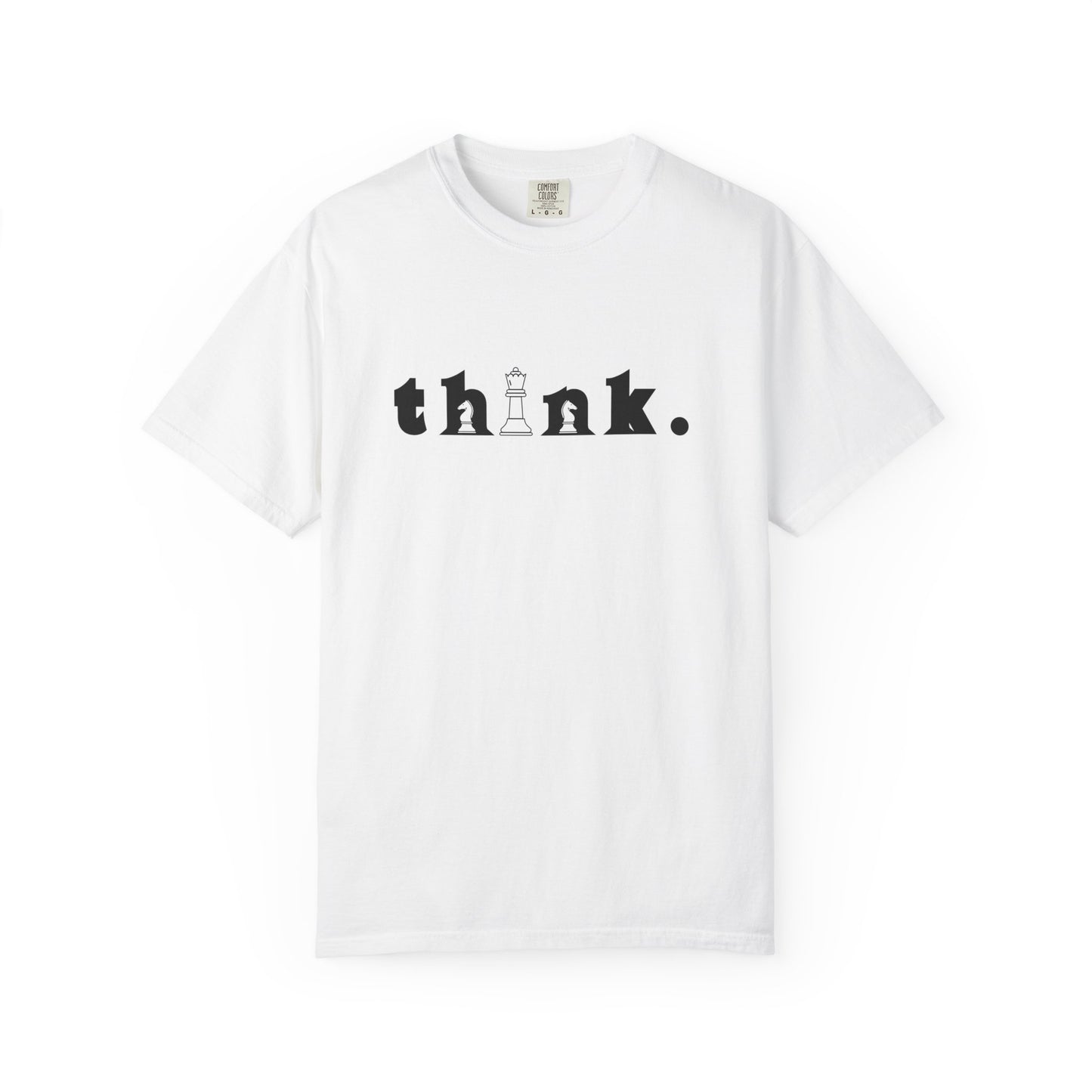 Think Chess T-Shirt — Minimalist 'think.' Graphic Tee with Chess Pieces