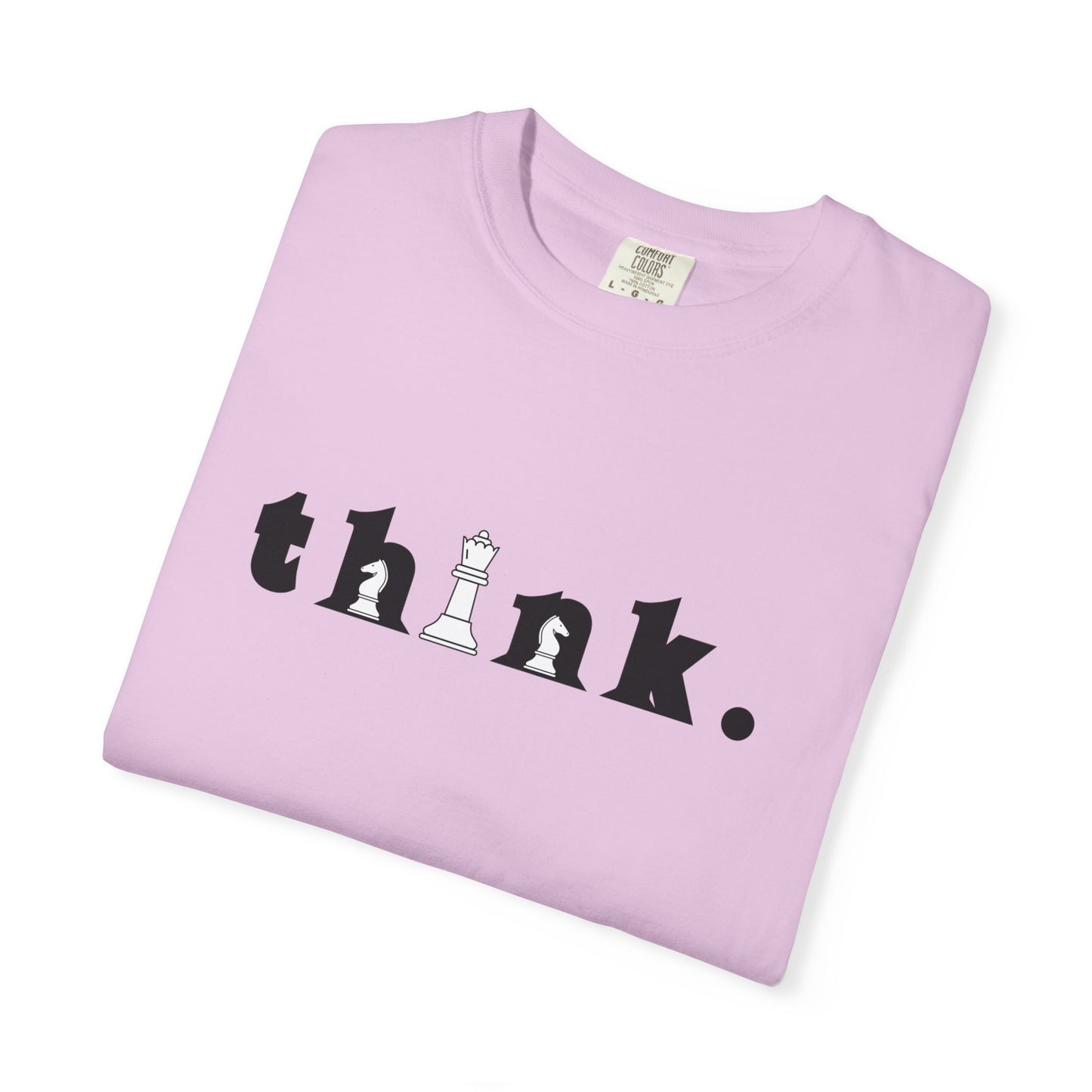 Think Chess T-Shirt — Minimalist 'think.' Graphic Tee with Chess Pieces