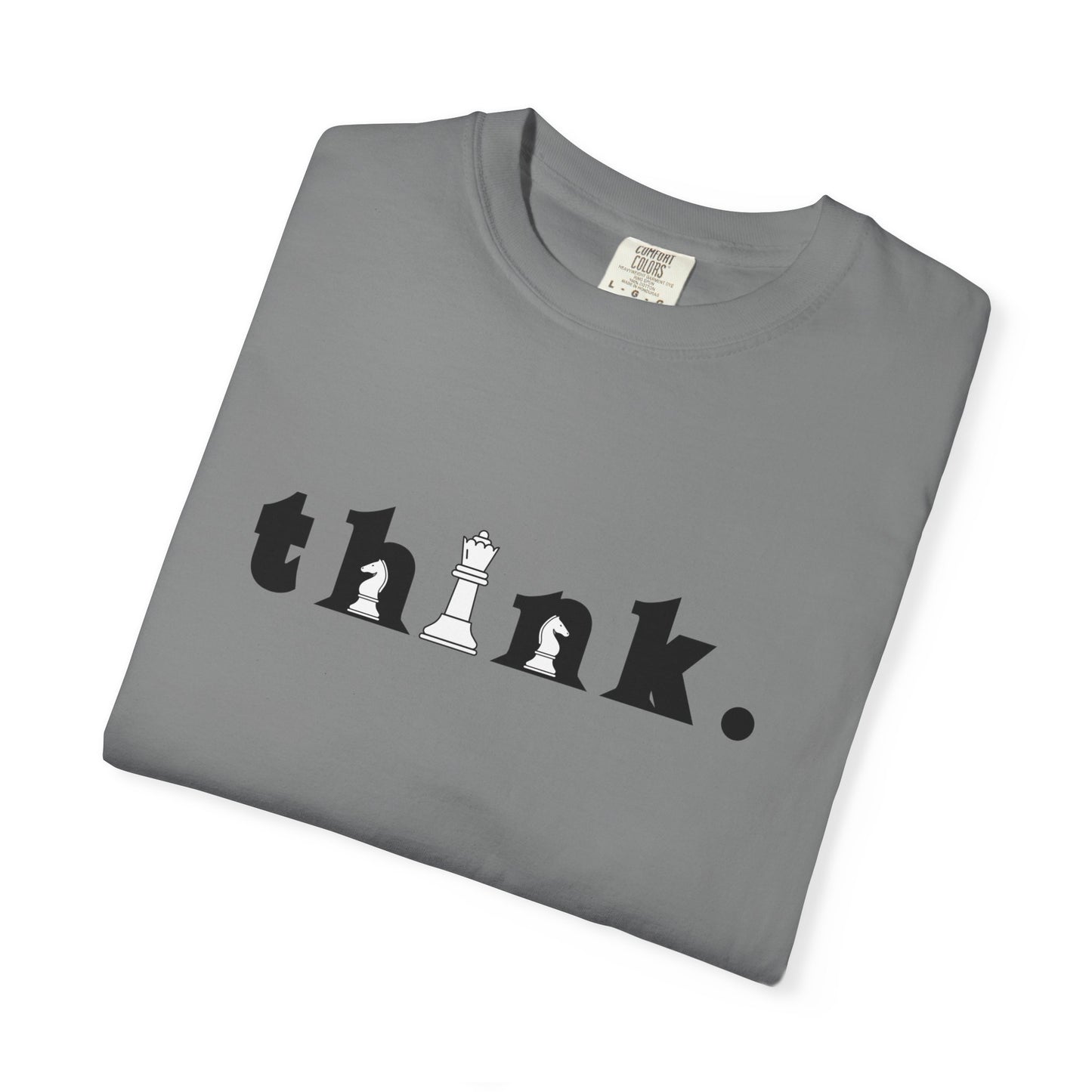 Think Chess T-Shirt — Minimalist 'think.' Graphic Tee with Chess Pieces