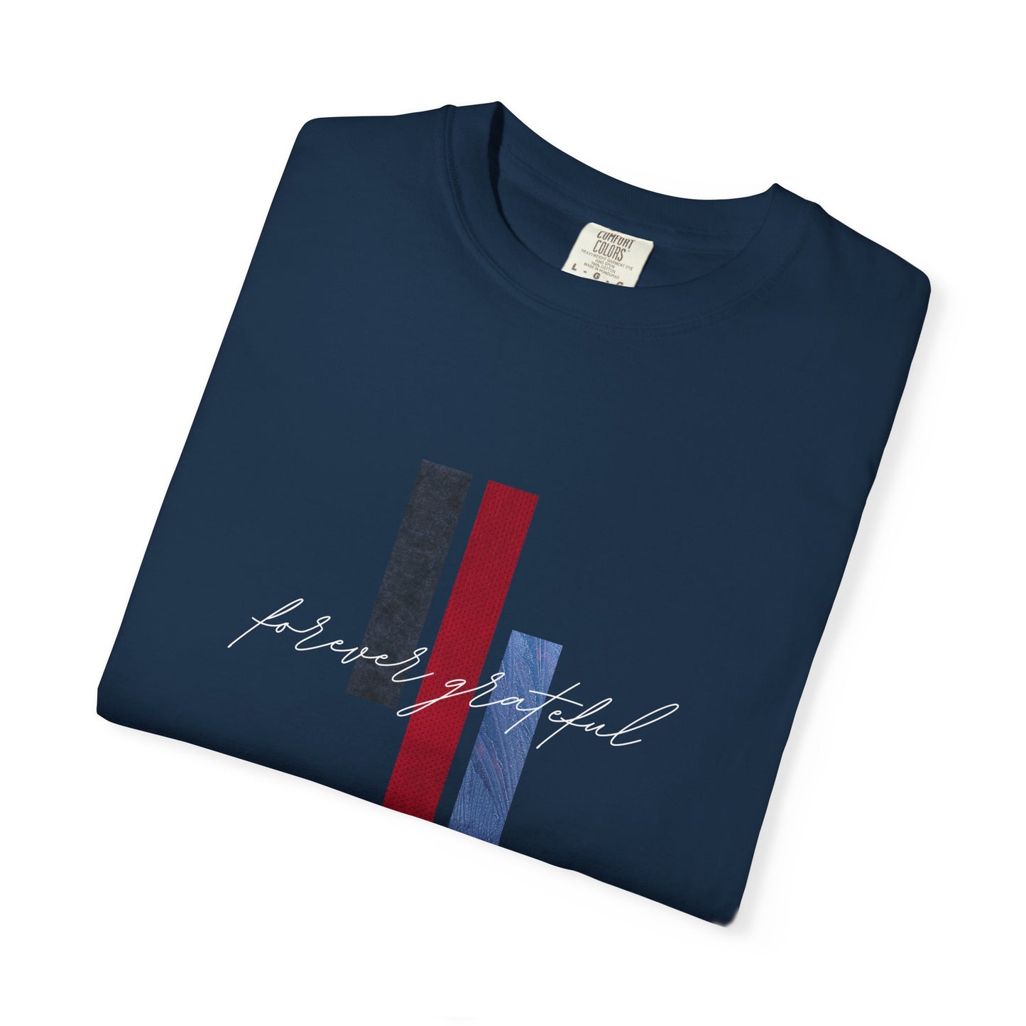 Grateful Stripes T-Shirt — Minimal Script Graphic Tee