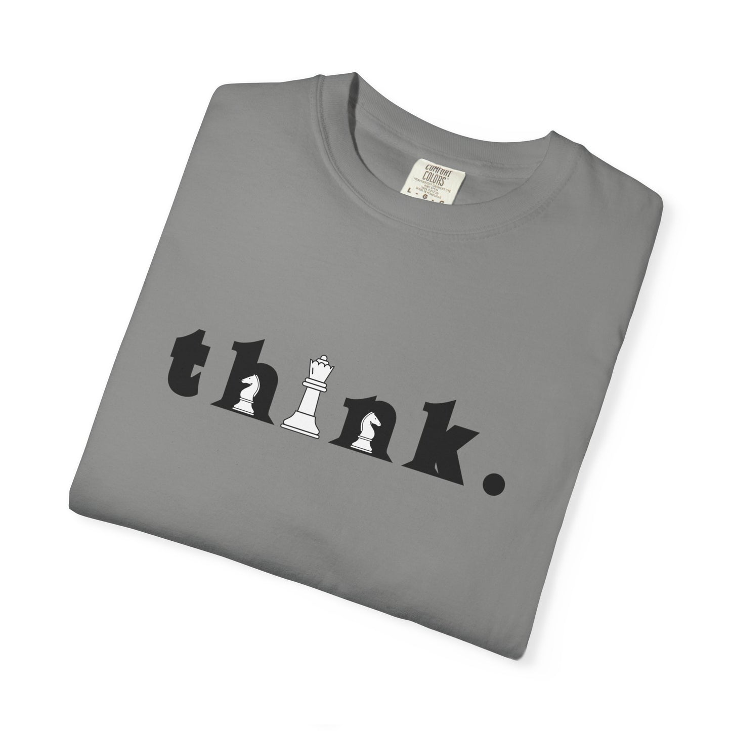 Think Chess T-Shirt — Minimalist 'think.' Graphic Tee with Chess Pieces
