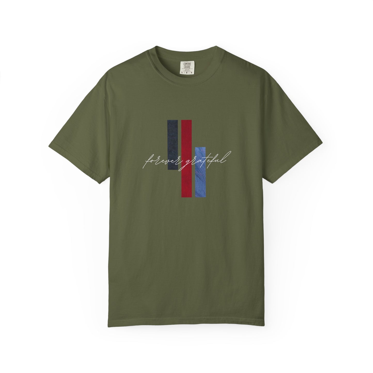 Grateful Stripes T-Shirt — Minimal Script Graphic Tee