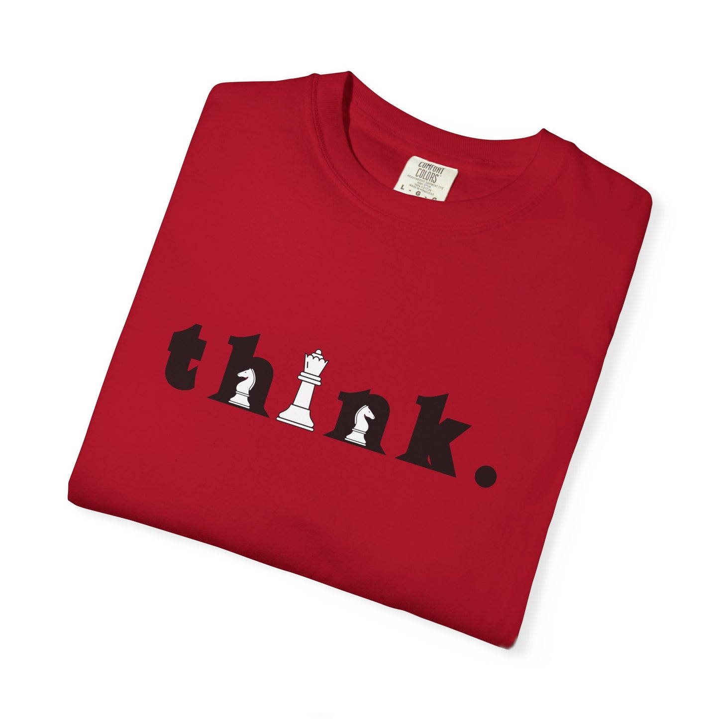 Think Chess T-Shirt — Minimalist 'think.' Graphic Tee with Chess Pieces