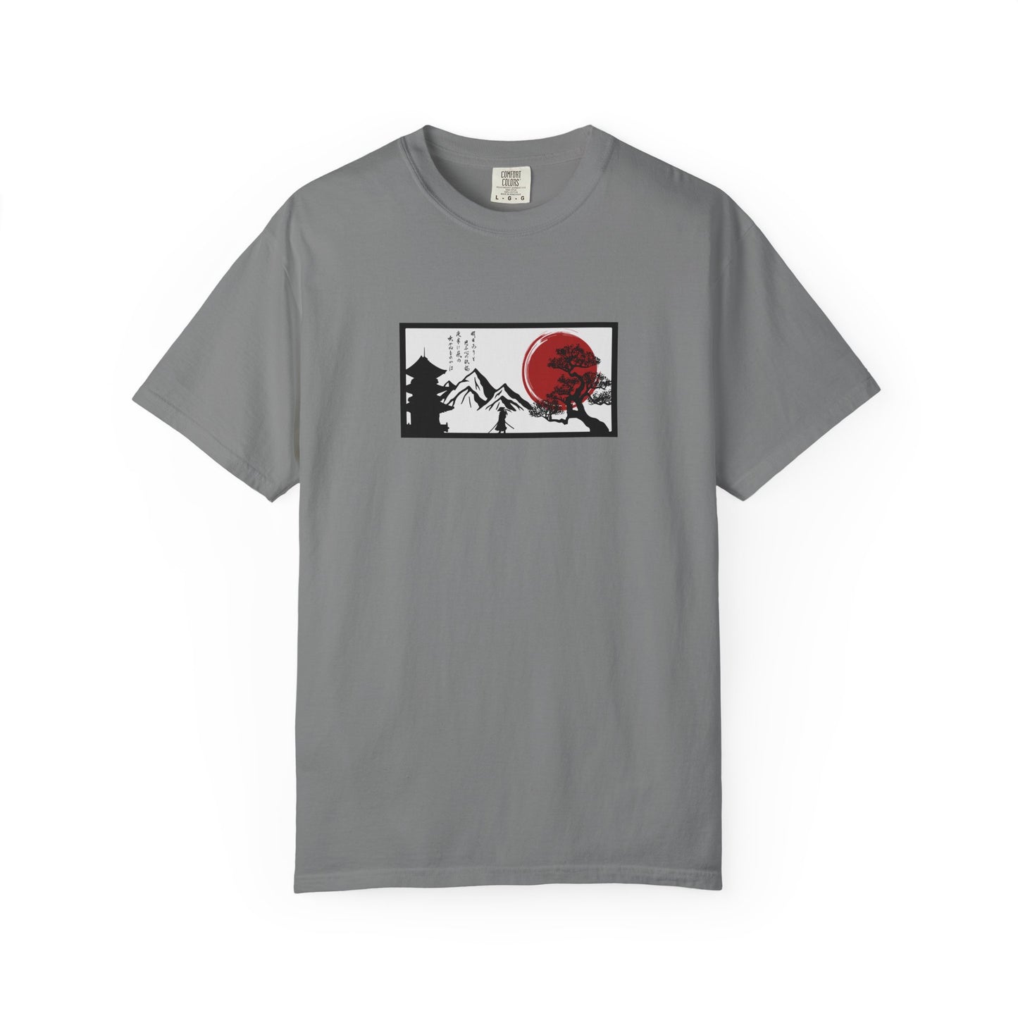 Japanese Sunset Mountain T-Shirt — Rising Sun & Pagoda Graphic