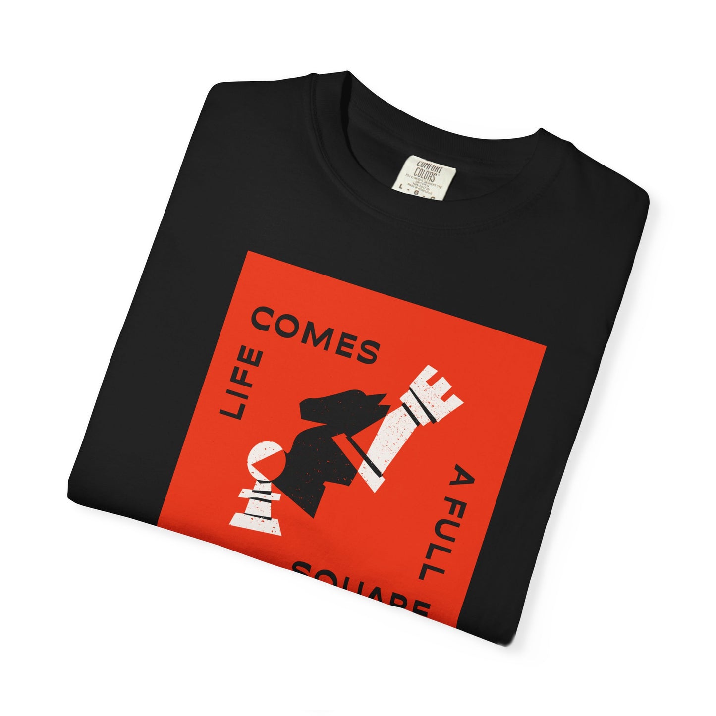 Life Comes A Full Square T‑Shirt — Graphic Retro Red Square Design