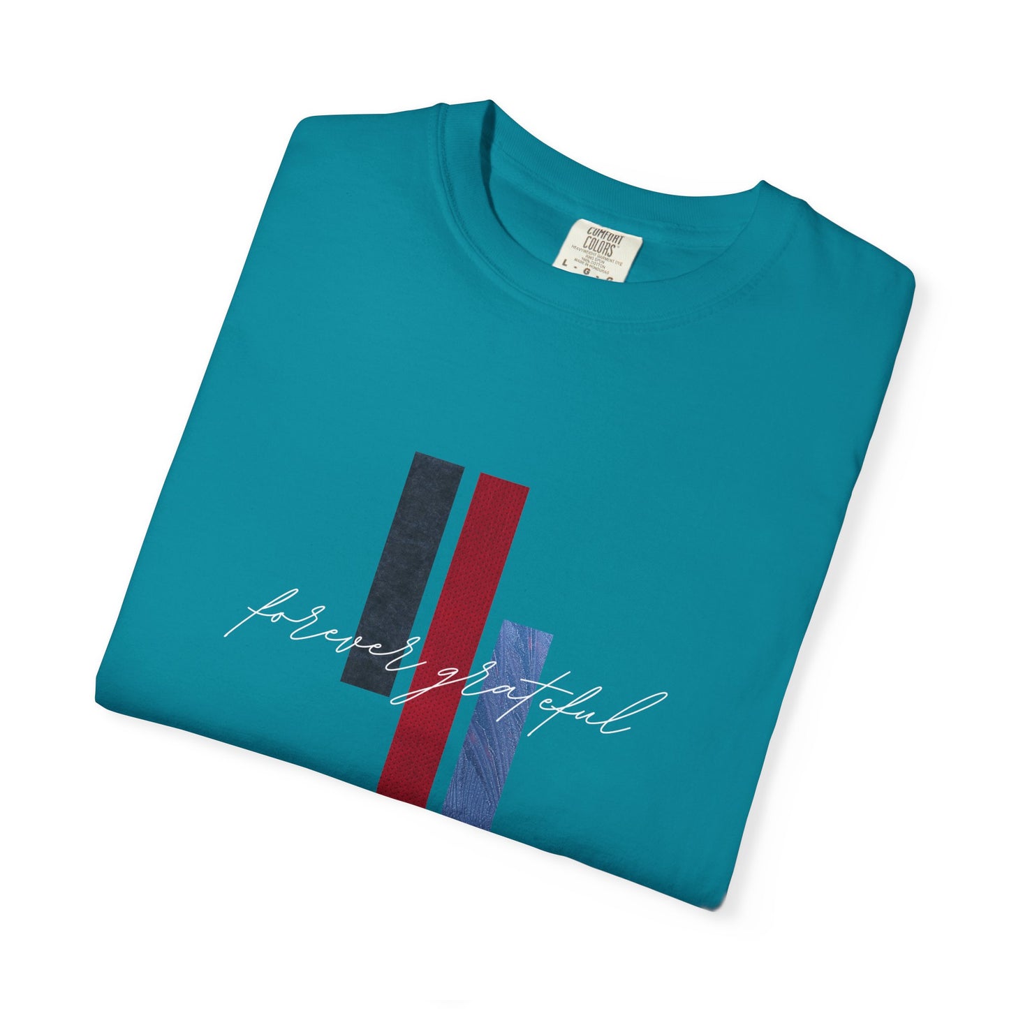 Grateful Stripes T-Shirt — Minimal Script Graphic Tee
