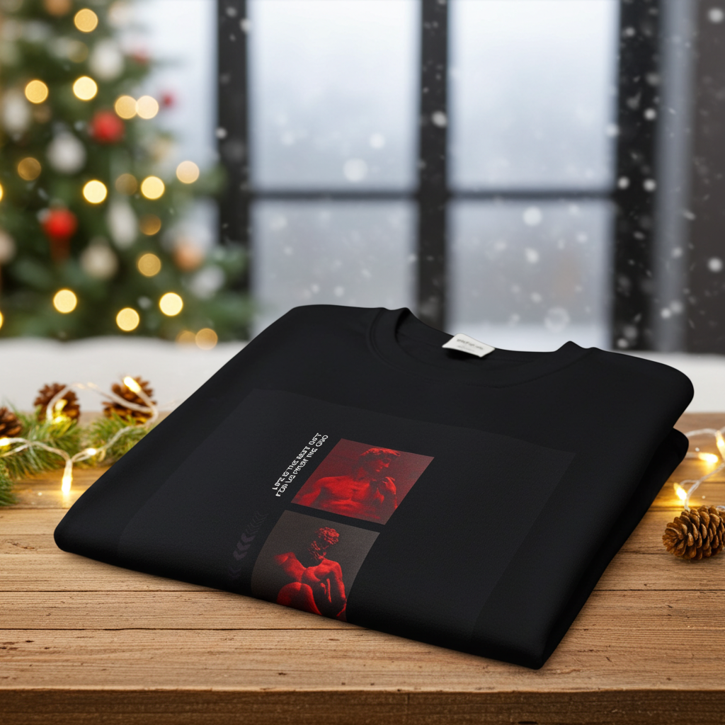 Crewneck Sweatshirt — 'Evolution' Red Photo Strip Graphic