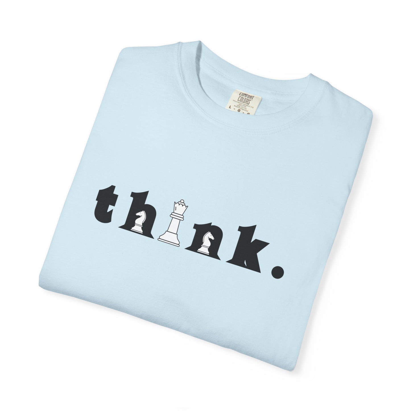 Think Chess T-Shirt — Minimalist 'think.' Graphic Tee with Chess Pieces