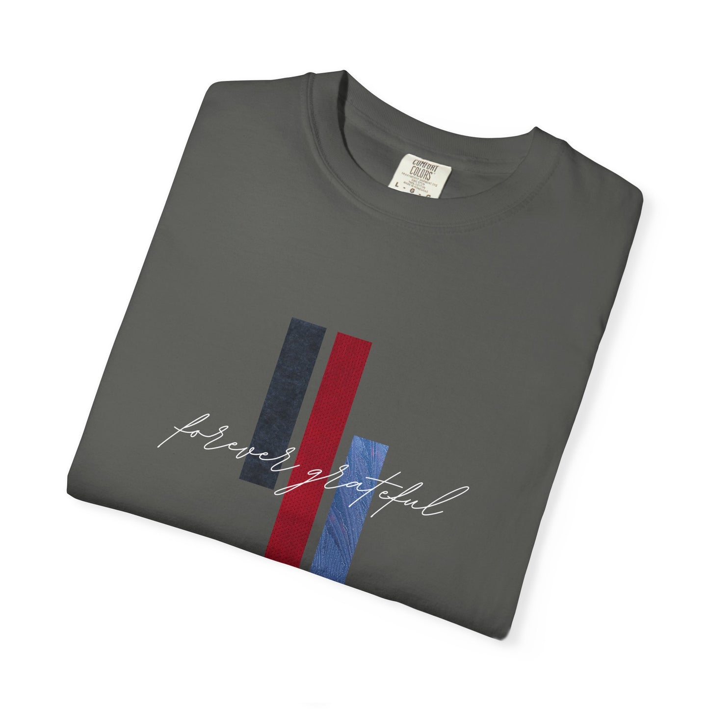 Grateful Stripes T-Shirt — Minimal Script Graphic Tee