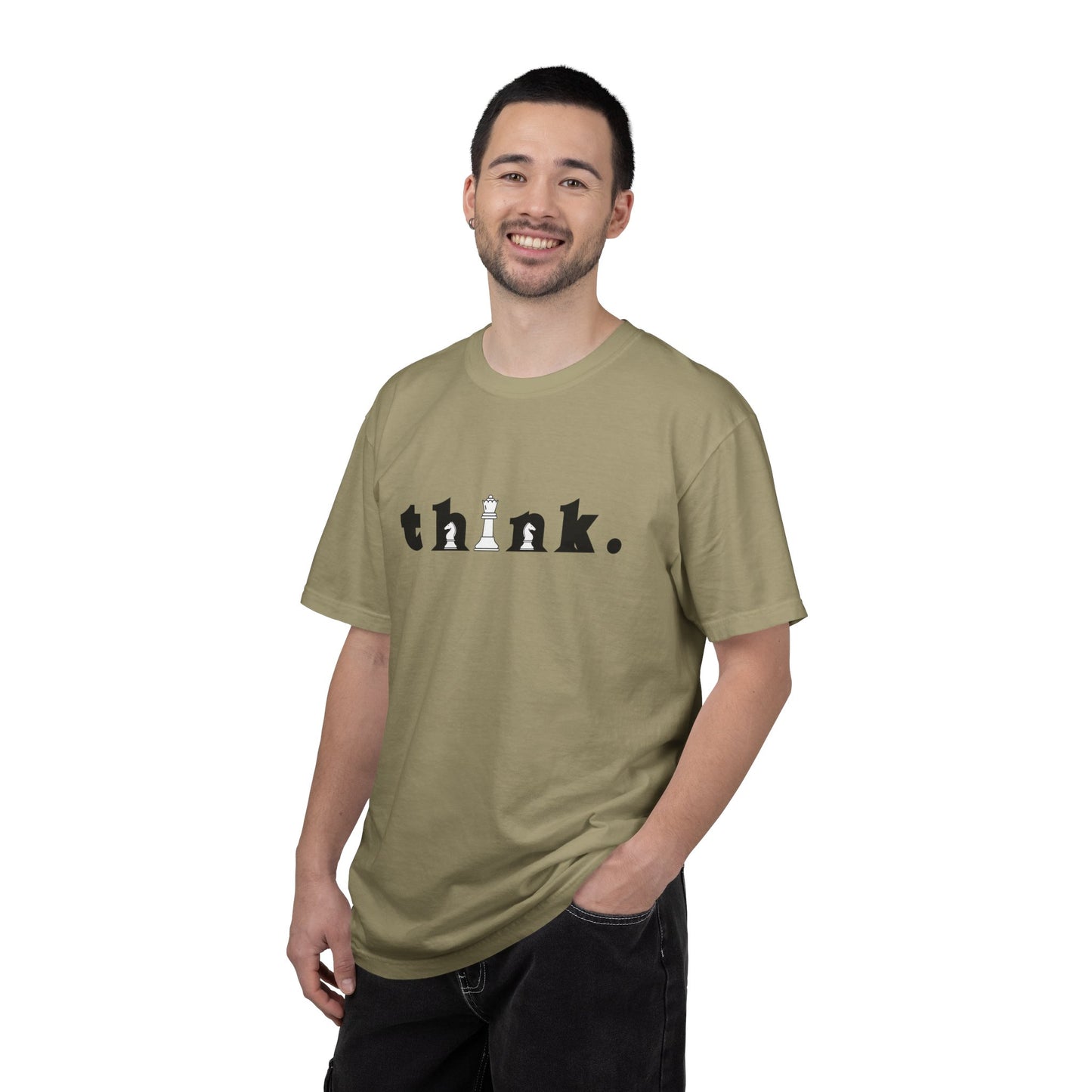 Think Chess T-Shirt — Minimalist 'think.' Graphic Tee with Chess Pieces