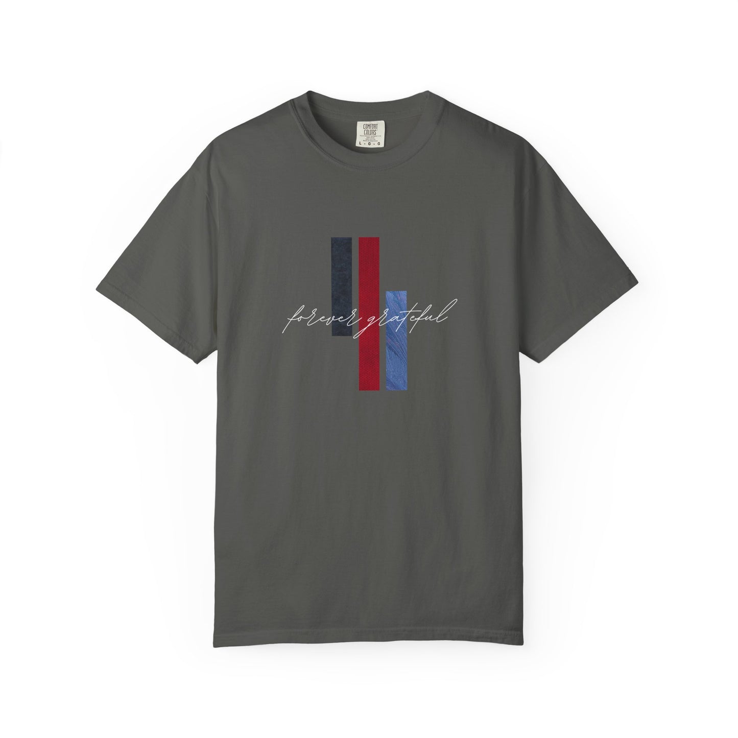 Grateful Stripes T-Shirt — Minimal Script Graphic Tee