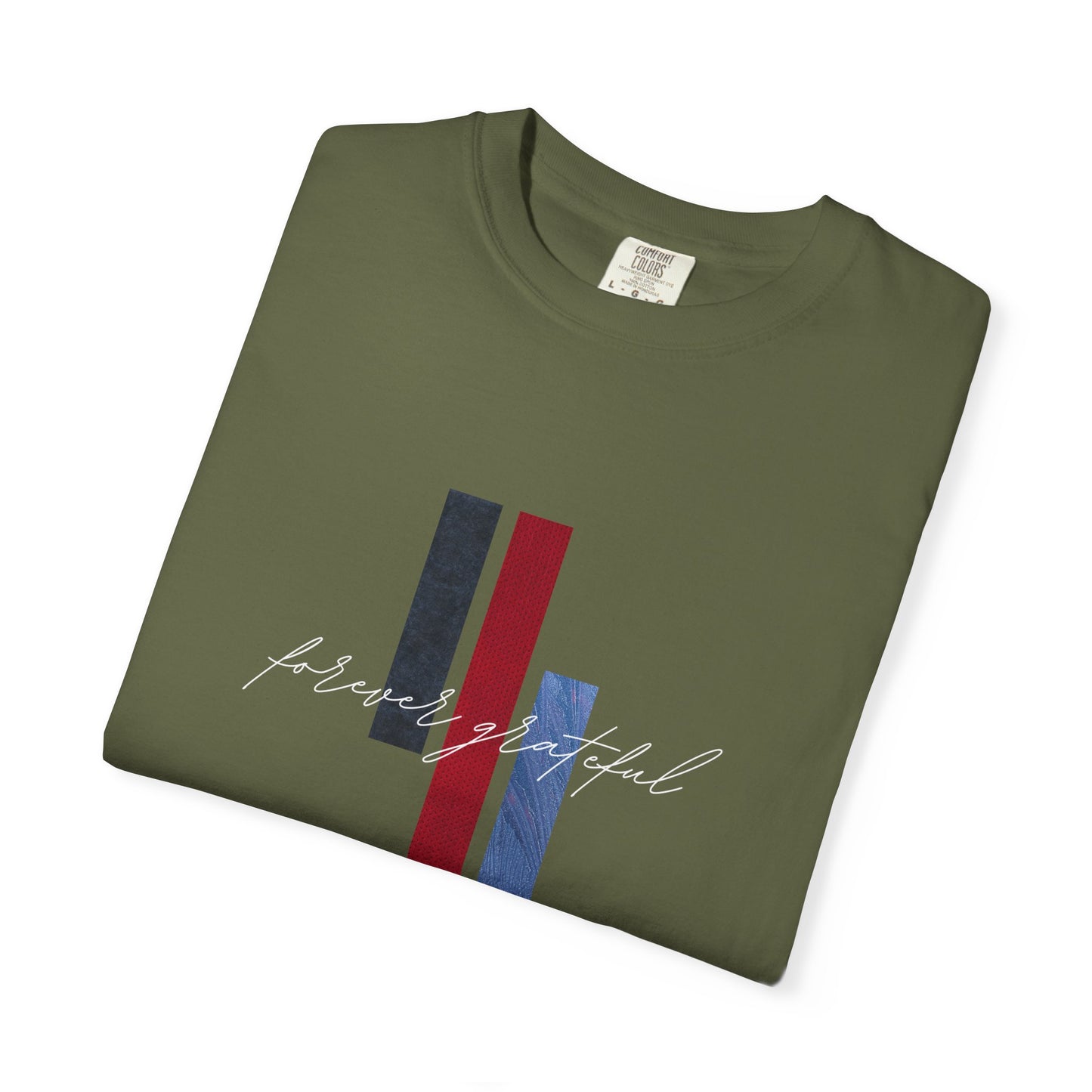 Grateful Stripes T-Shirt — Minimal Script Graphic Tee