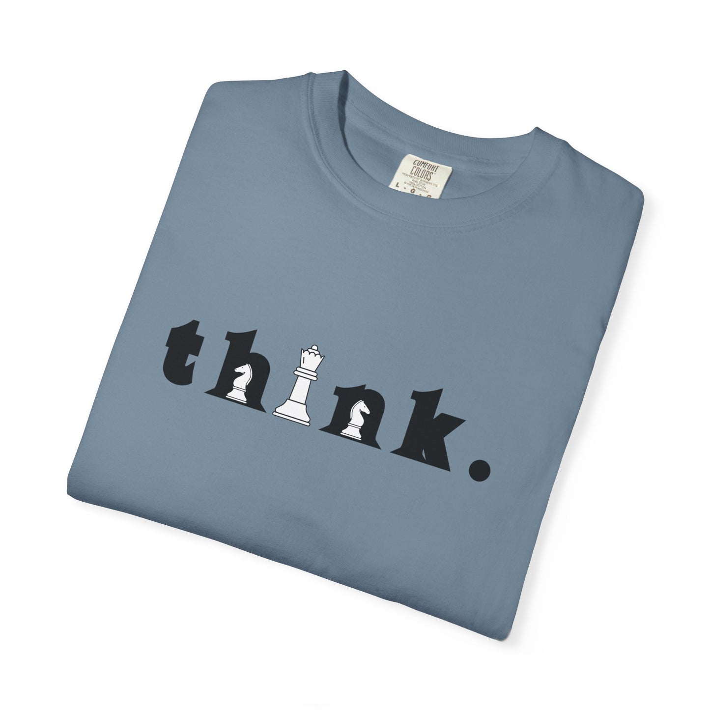 Think Chess T-Shirt — Minimalist 'think.' Graphic Tee with Chess Pieces