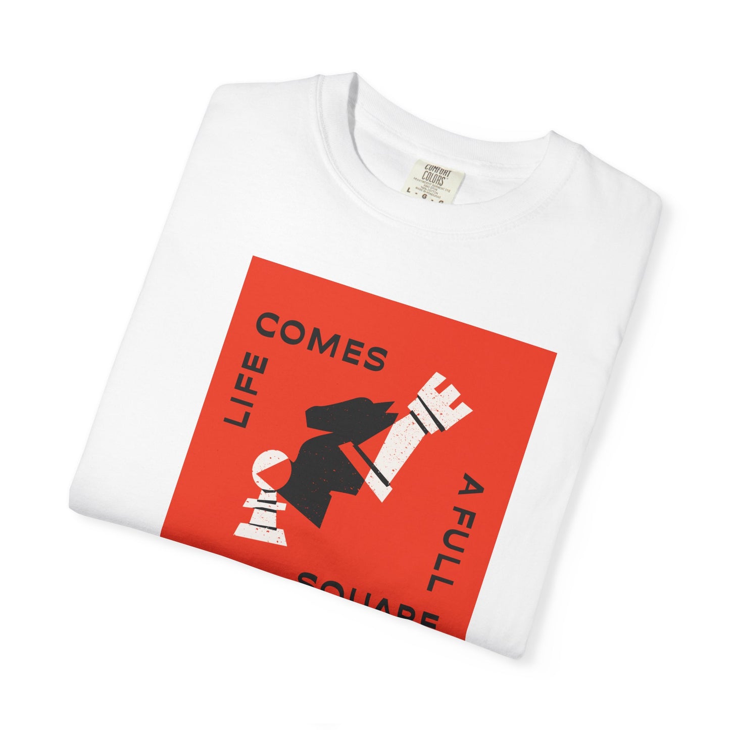Life Comes A Full Square T‑Shirt — Graphic Retro Red Square Design