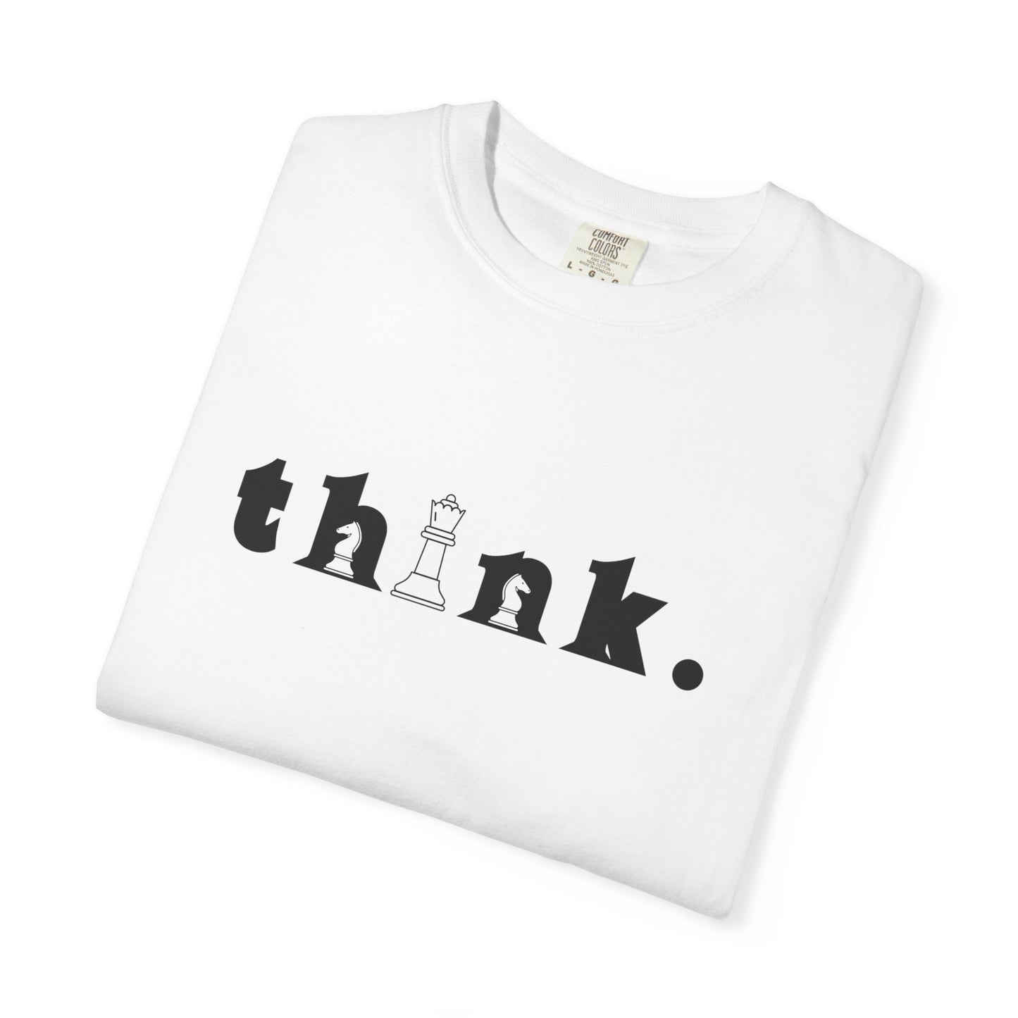 Think Chess T-Shirt — Minimalist 'think.' Graphic Tee with Chess Pieces