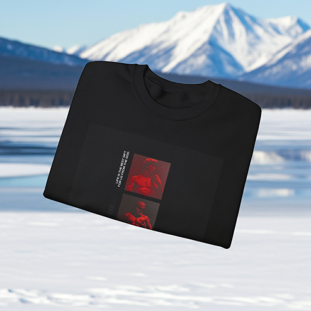 Crewneck Sweatshirt — 'Evolution' Red Photo Strip Graphic