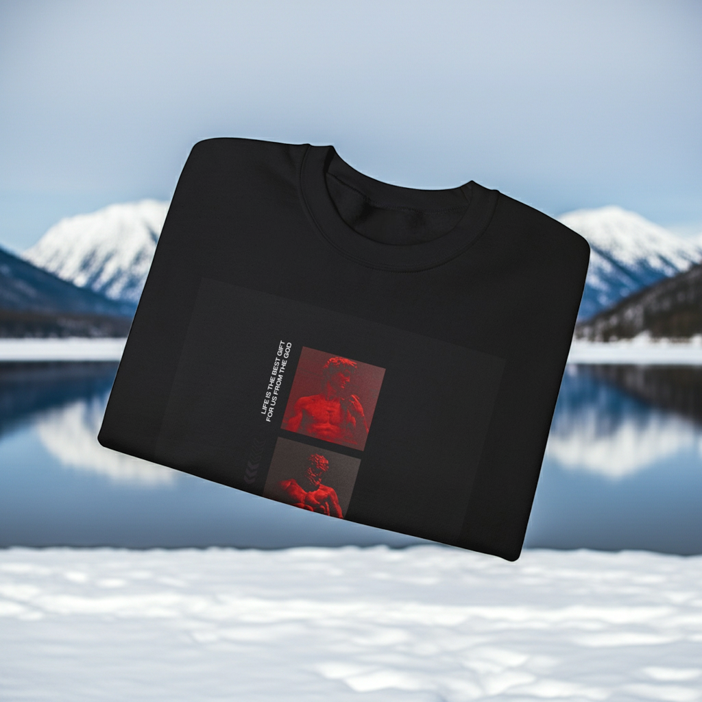 Crewneck Sweatshirt — 'Evolution' Red Photo Strip Graphic